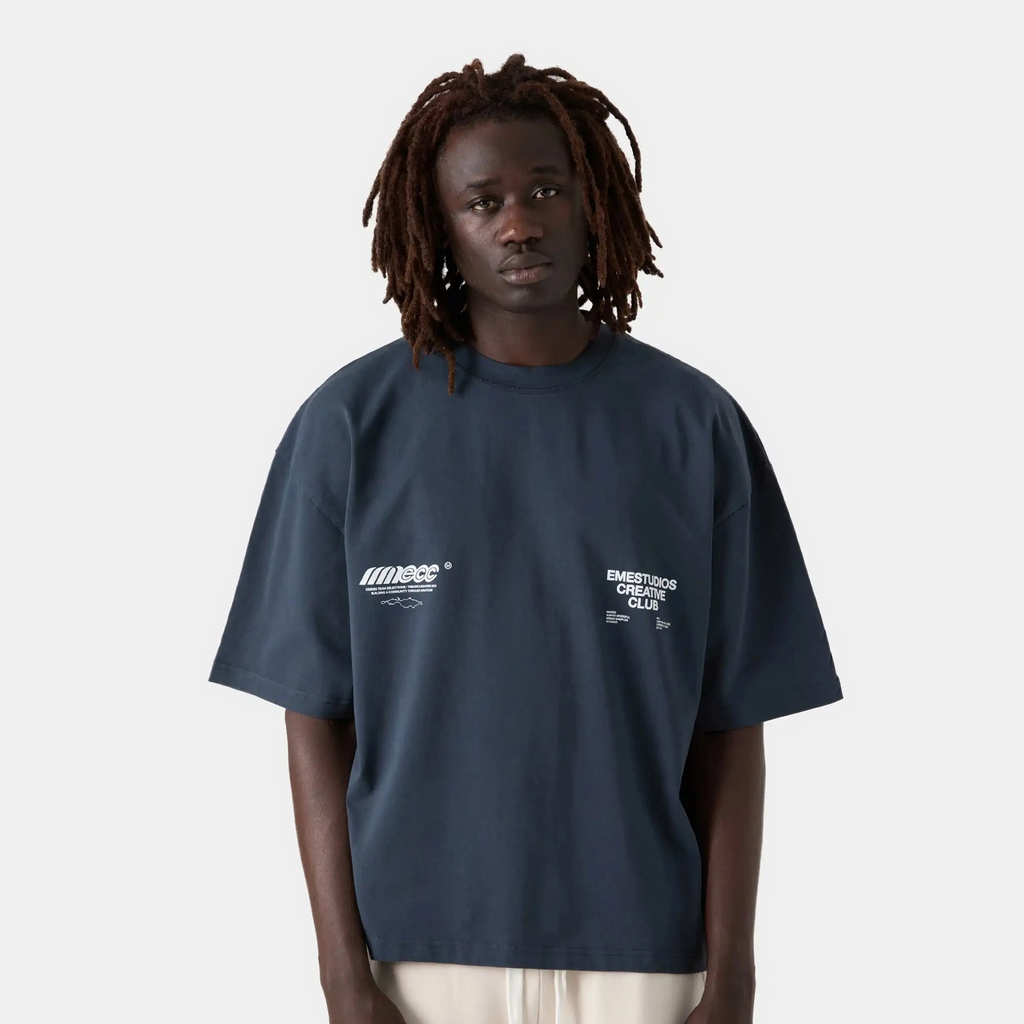 ECC Navy Oversized Tee - Eme Studios